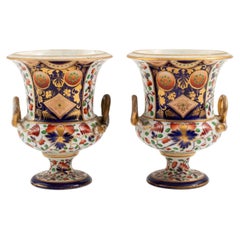Bloor Derby Imari Campagna-Form Urns, ca. 1830
