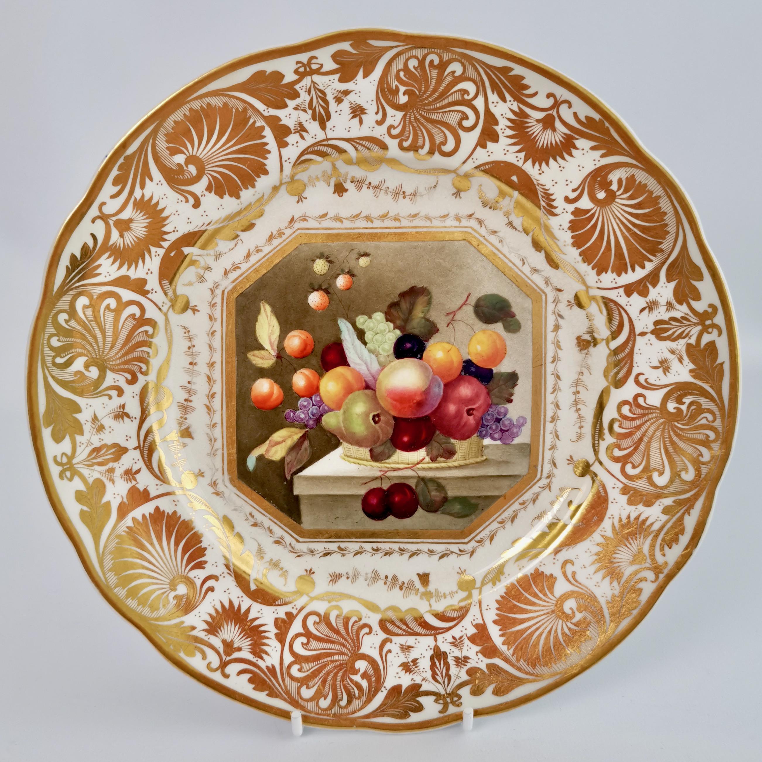 Bloor Derby Set of 10 Plates, Fruit Paintings by Thomas Steel, Regency 1820-1825 For Sale 4