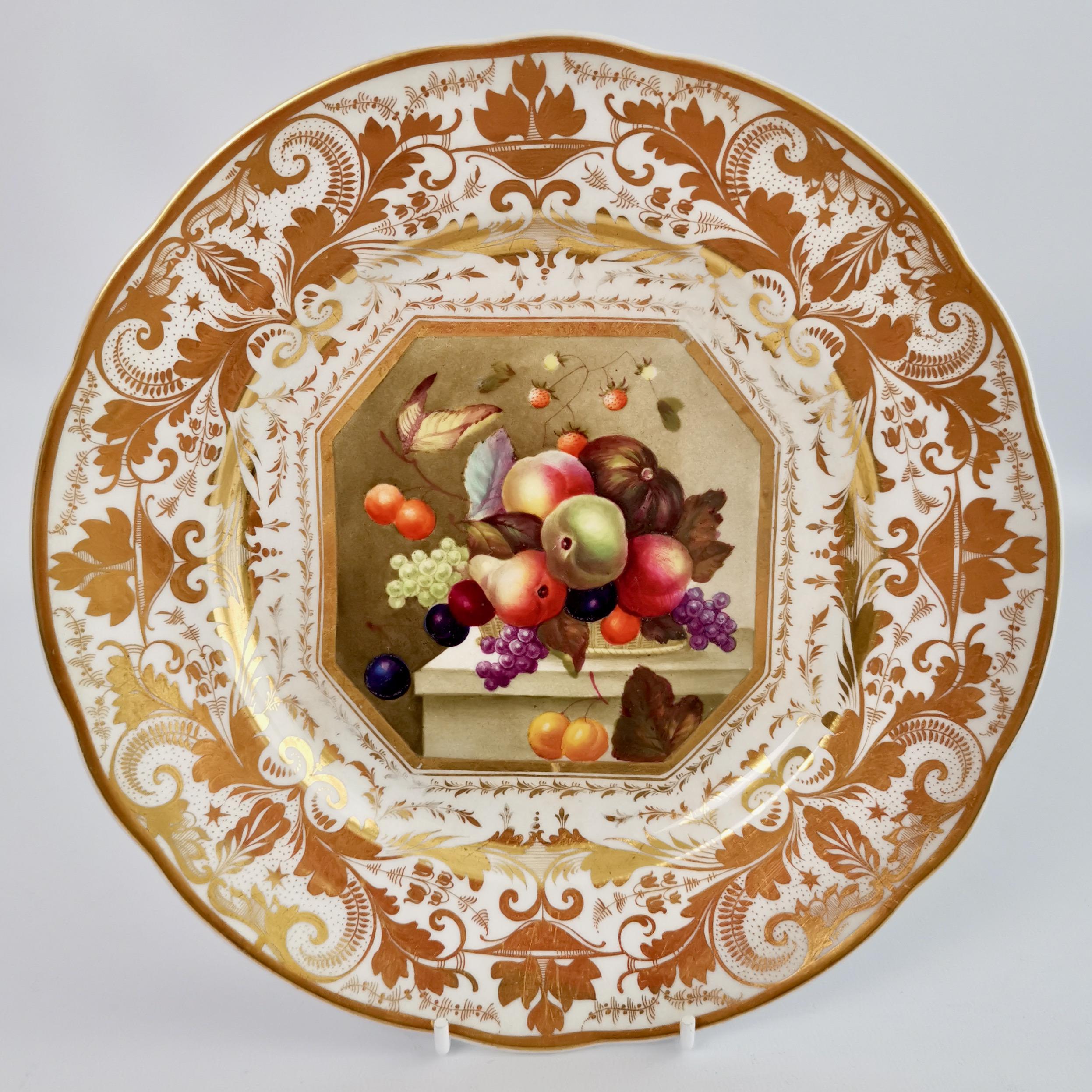 Bloor Derby Set of 10 Plates, Fruit Paintings by Thomas Steel, Regency 1820-1825 For Sale 5