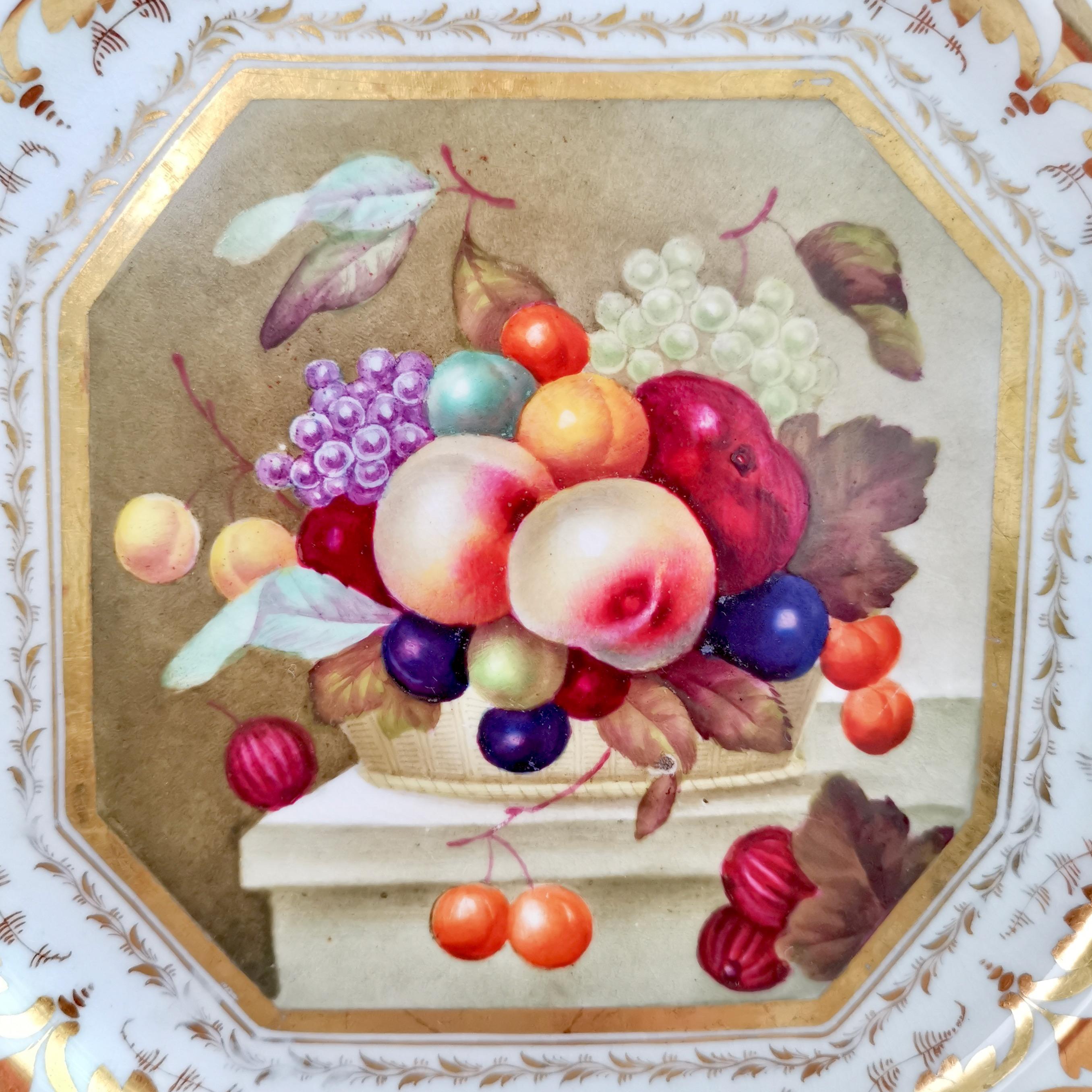 Ensemble de 10 assiettes Bloor Derby, peintures de fruits par Thomas Steel, Régence 1820-1825 en vente 6