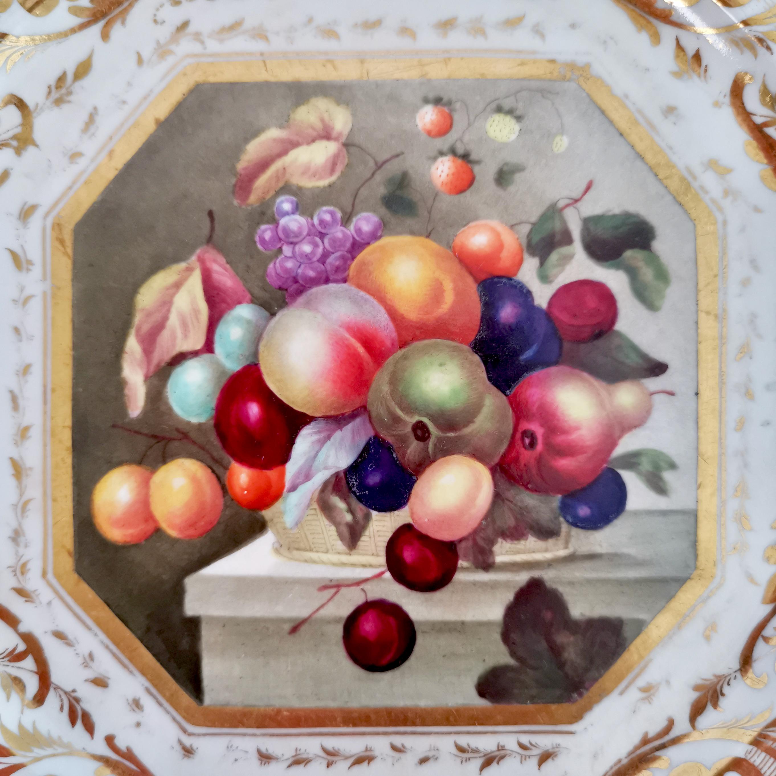 Bloor Derby Set of 10 Plates, Fruit Paintings by Thomas Steel, Regency 1820-1825 For Sale 8