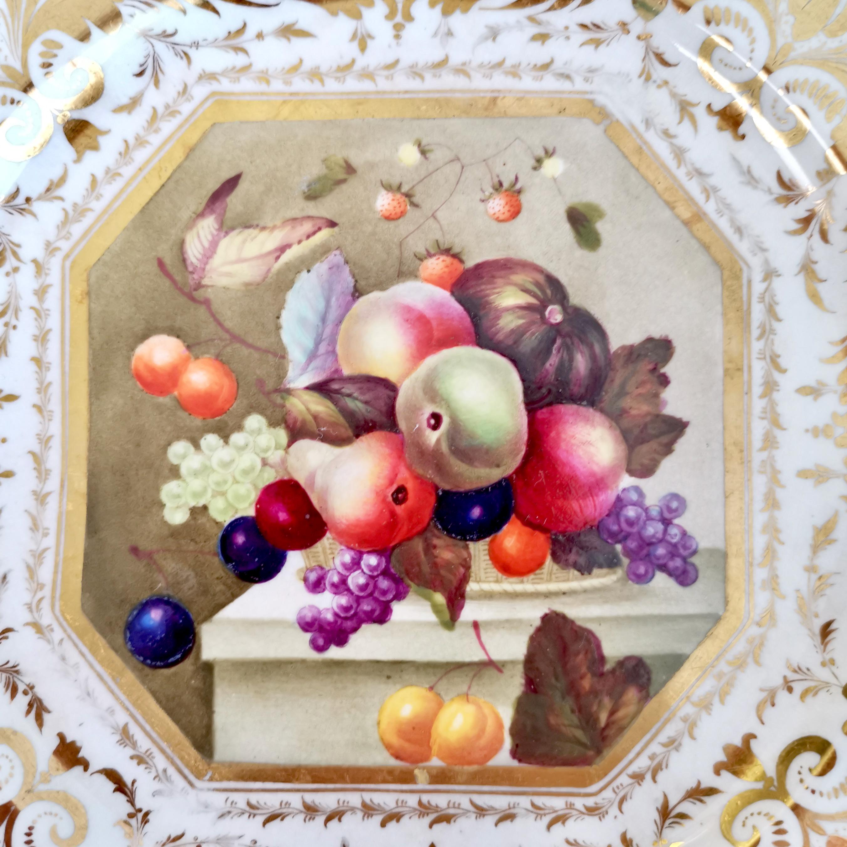 Ensemble de 10 assiettes Bloor Derby, peintures de fruits par Thomas Steel, Régence 1820-1825 en vente 8