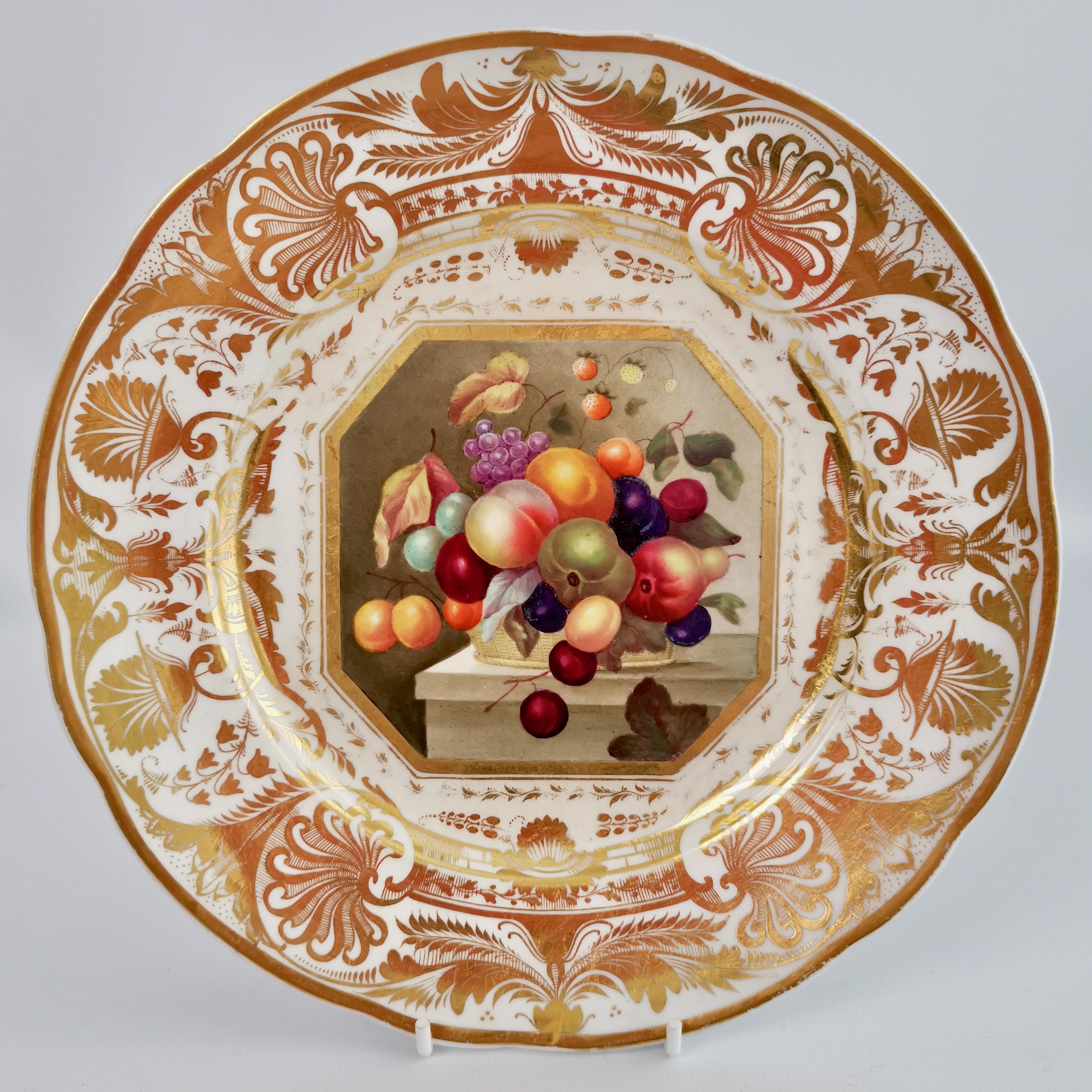 Bloor Derby-Set aus 10 Tellern, Obstgemälde von Thomas Steel, Regency 1820-1825 im Angebot 3