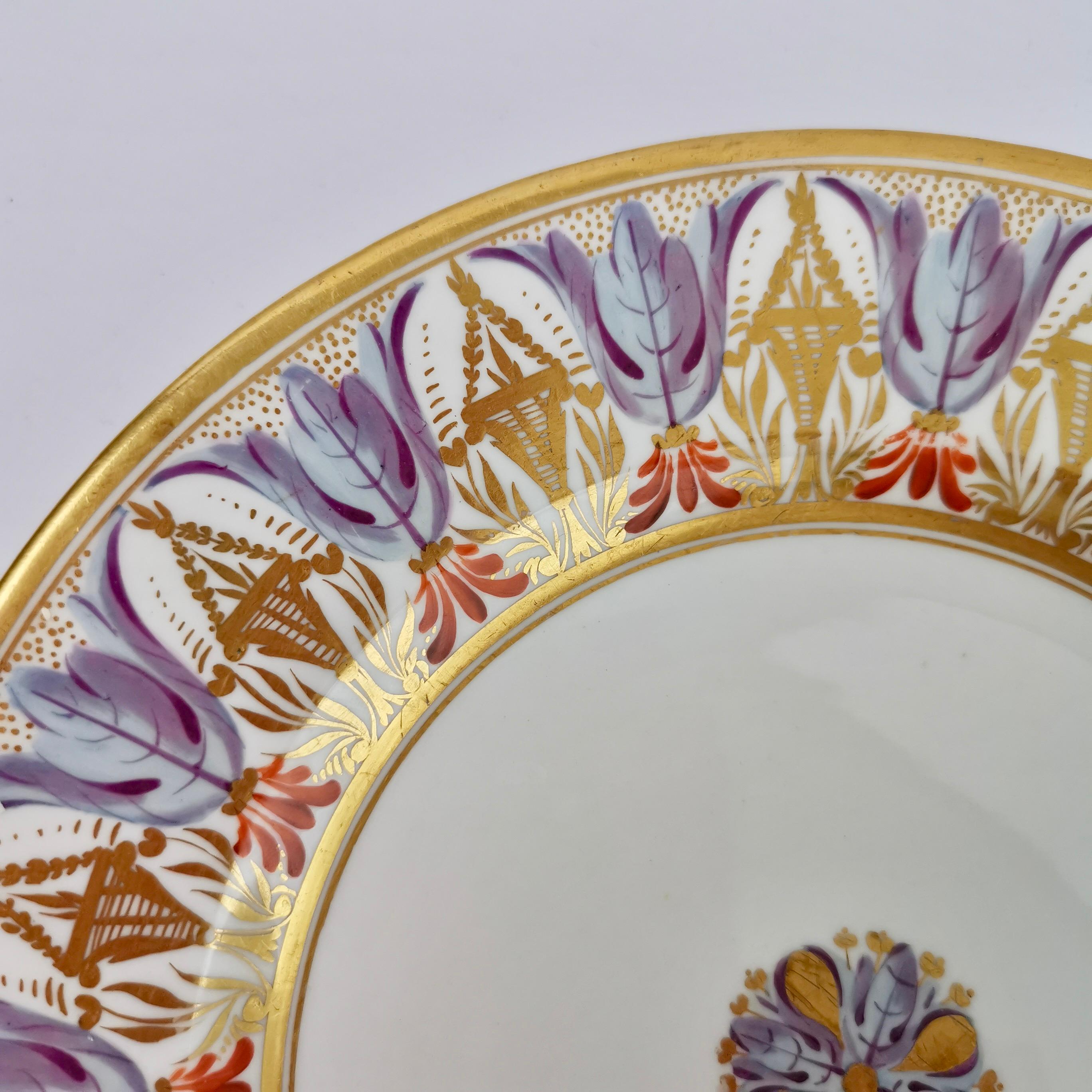 Bloor Derby Set of 4 Dessert Plates, Neoclassical Pattern, Regency 1815-1820 1