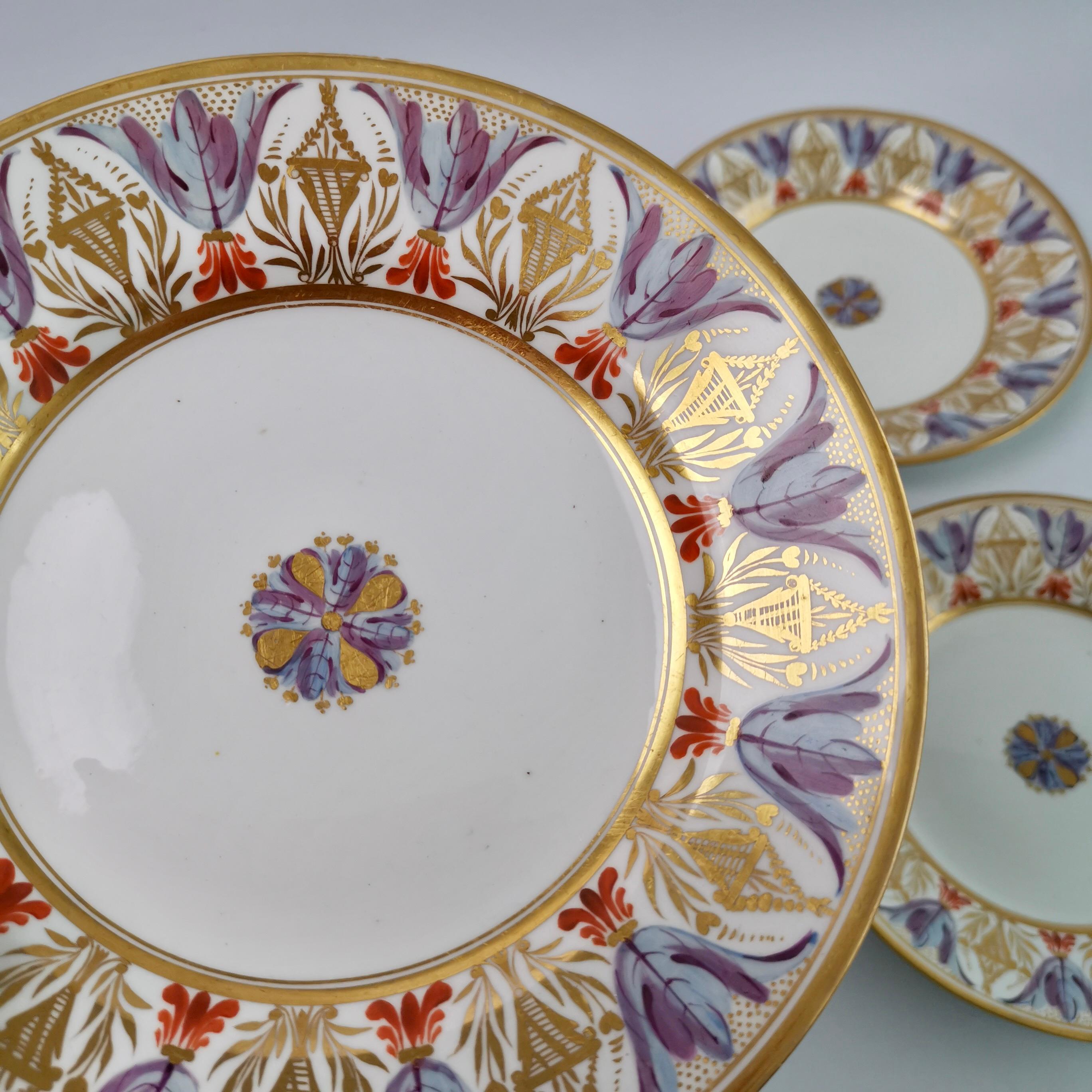 Bloor Derby Set of 4 Dessert Plates, Neoclassical Pattern, Regency 1815-1820 2