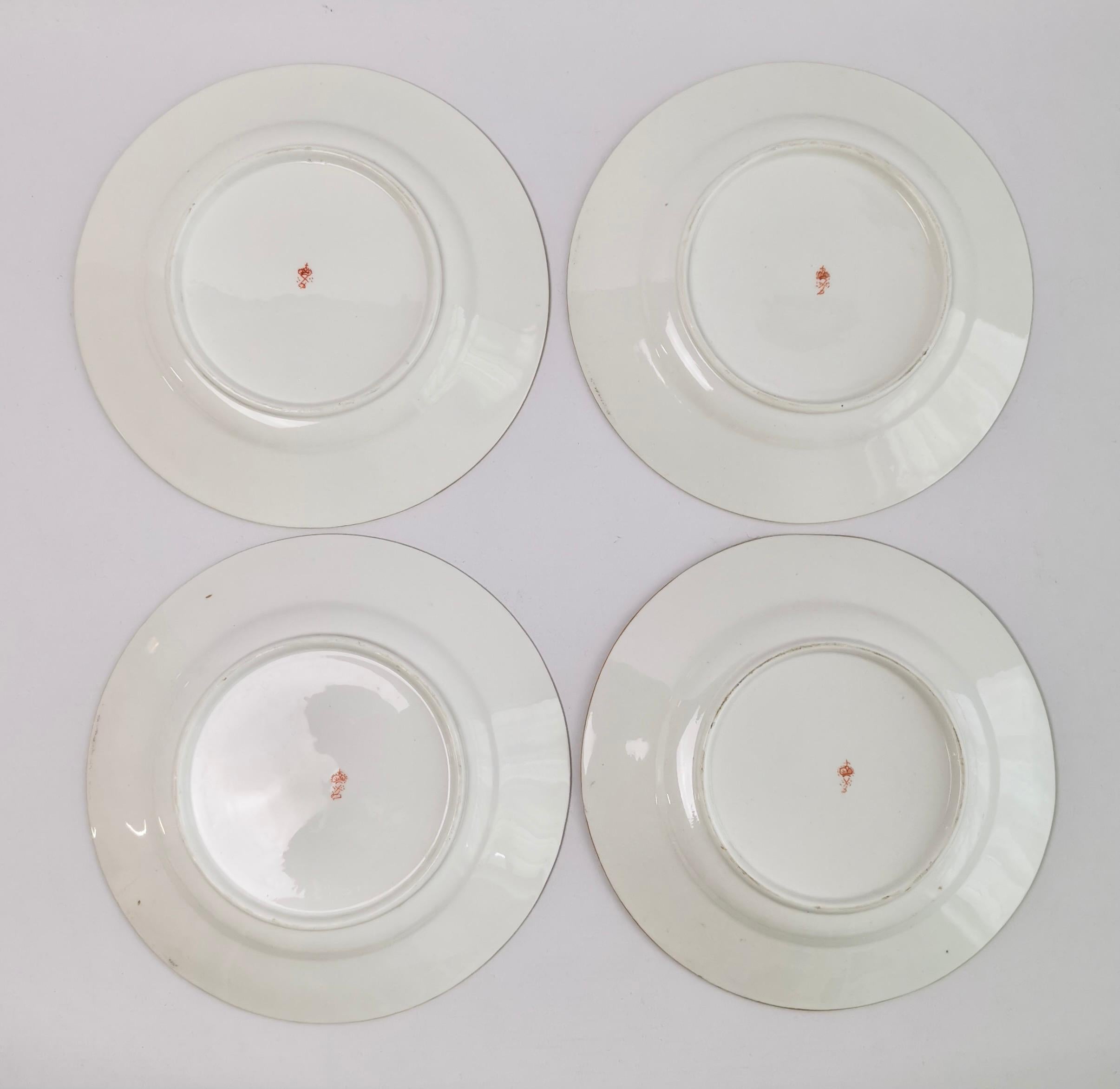 Bloor Derby Set of 4 Dessert Plates, Neoclassical Pattern, Regency 1815-1820 3