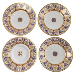 Bloor Derby Set of 4 Dessert Plates, Neoclassical Pattern, Regency 1815-1820