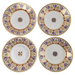 Ensemble de 4 assiettes à dessert Bloor Derby, motif néoclassique, Régence 1815-1820