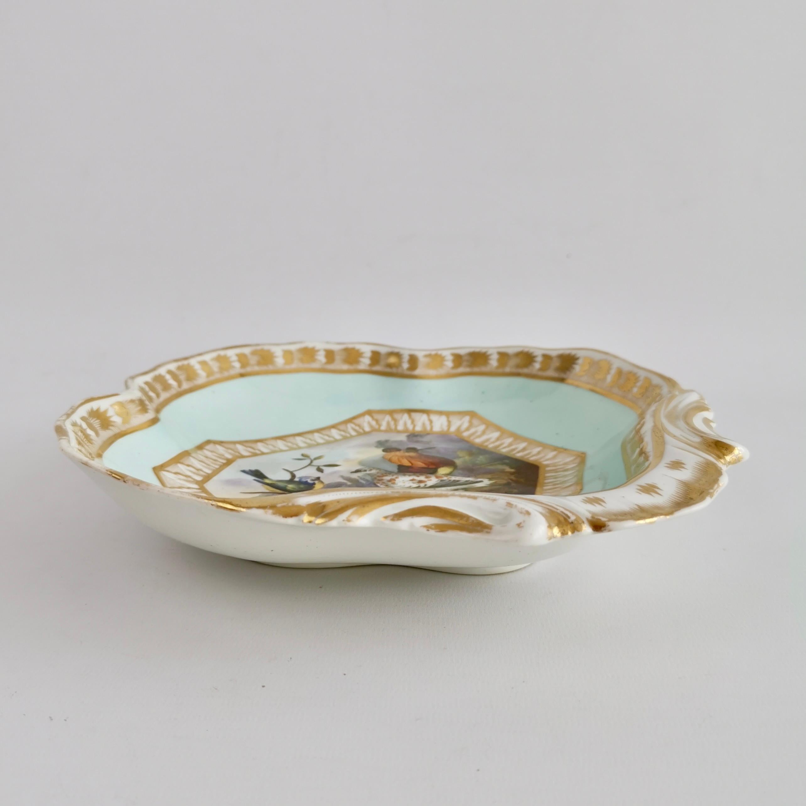 Bloor Derby Shell Dish, Fancy Birds by Richard Dodson, Regency Ca 1815 4