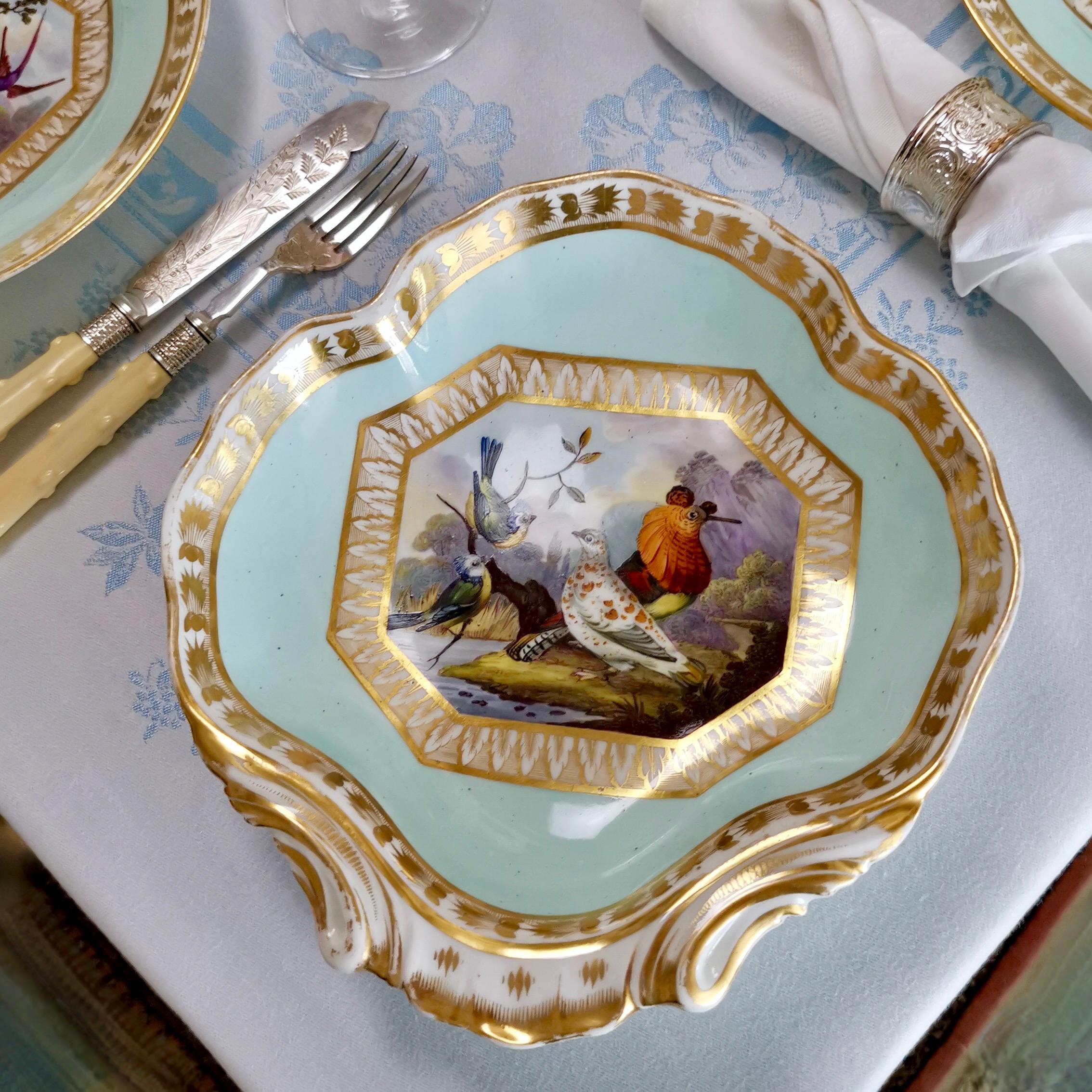 Bloor Derby Shell Dish, Fancy Birds by Richard Dodson, Regency Ca 1815 In Good Condition In London, GB