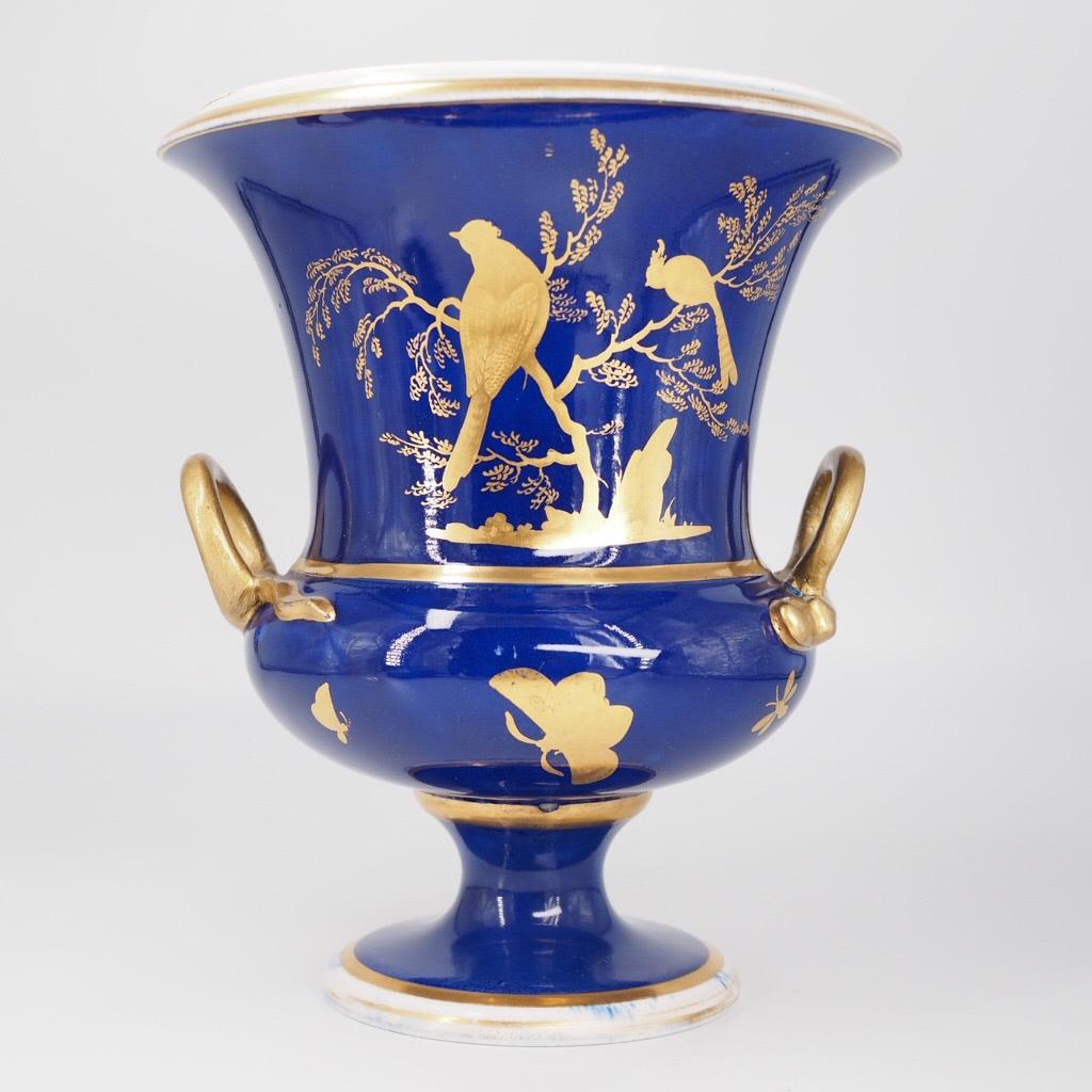 Hand-Painted Bloor Derby Urn with Gilt Birds and Butterflies, c.1825   For Sale