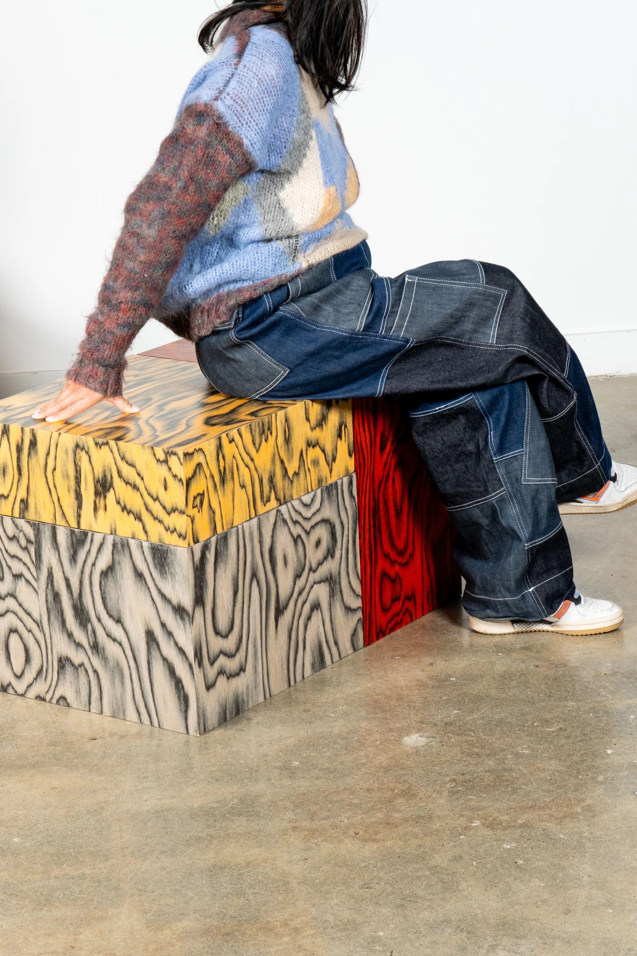 Designed By Bonne Choice Using Ettore Sottsass Veneer.

The veneer created by Ettore Sottsass in the 1980s – utilized for the first
time in the Memphis collection – now becomes part of the Bonne Choice
Bloques range in three color variants: red,