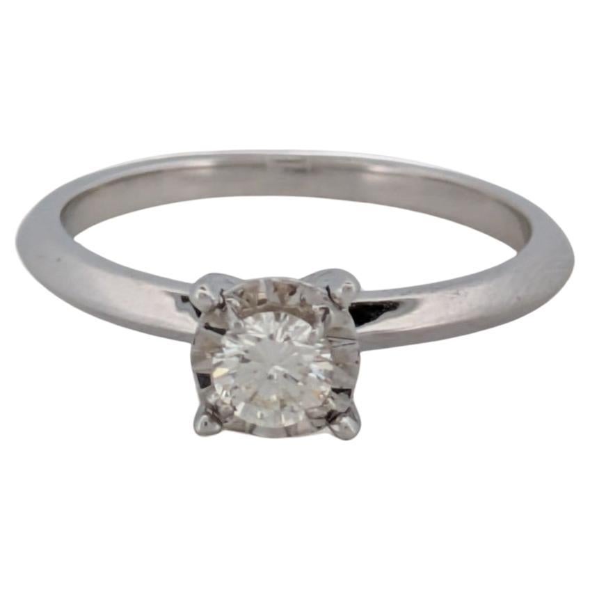 Fiore  Anello con diamante in oro bianco 14K, 0,23 CT, misura 6,5, fascia nuziale delicata in vendita