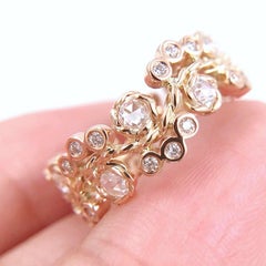 Blossom 18k Gold Rose Cut Diamond Twist Vine Eternity Band