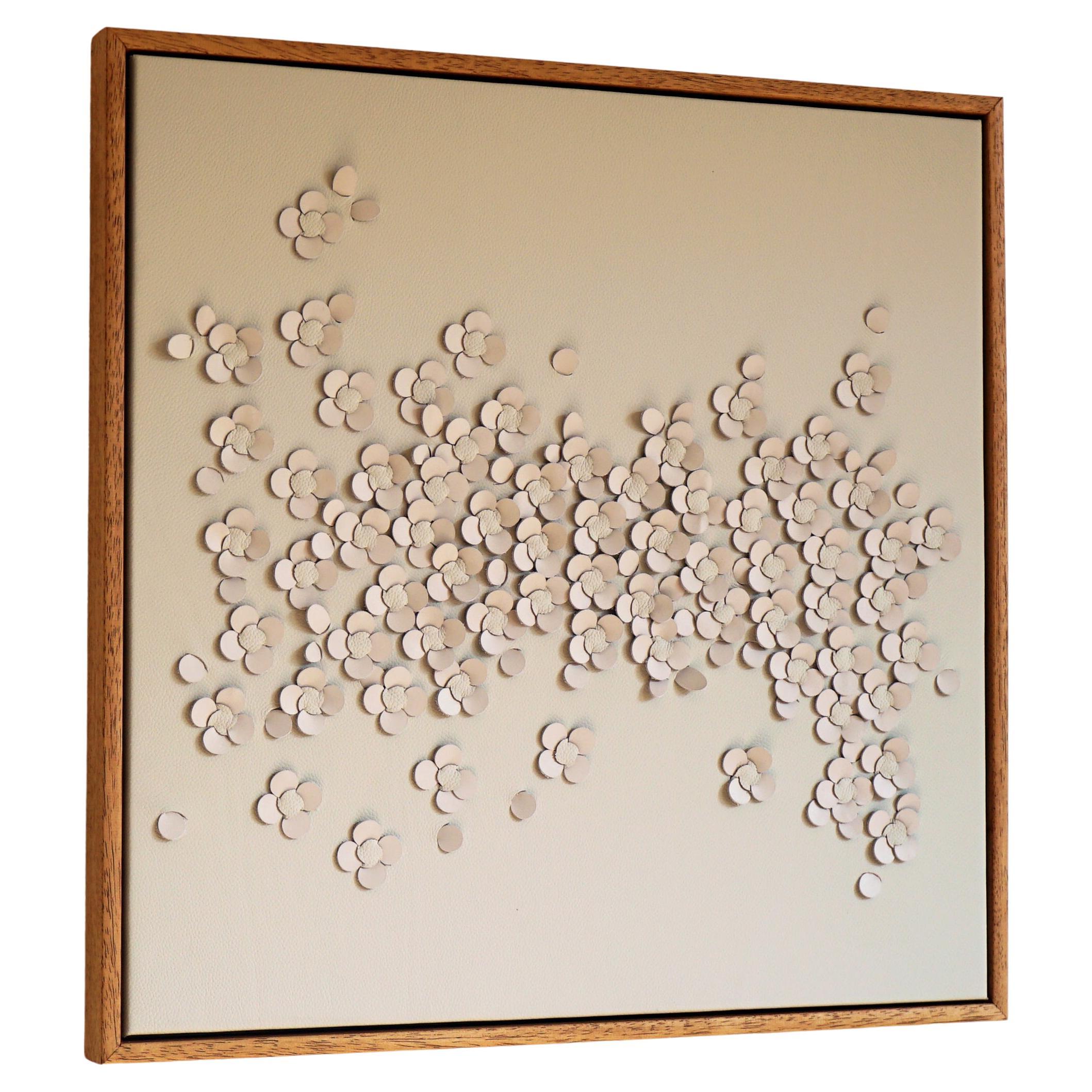 Blossom, a Piece of 3D Sculptural Cream Leather Wall Art For Sale