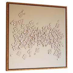 Blossom, a Piece of 3D Sculptural Cream Leather Wall Art