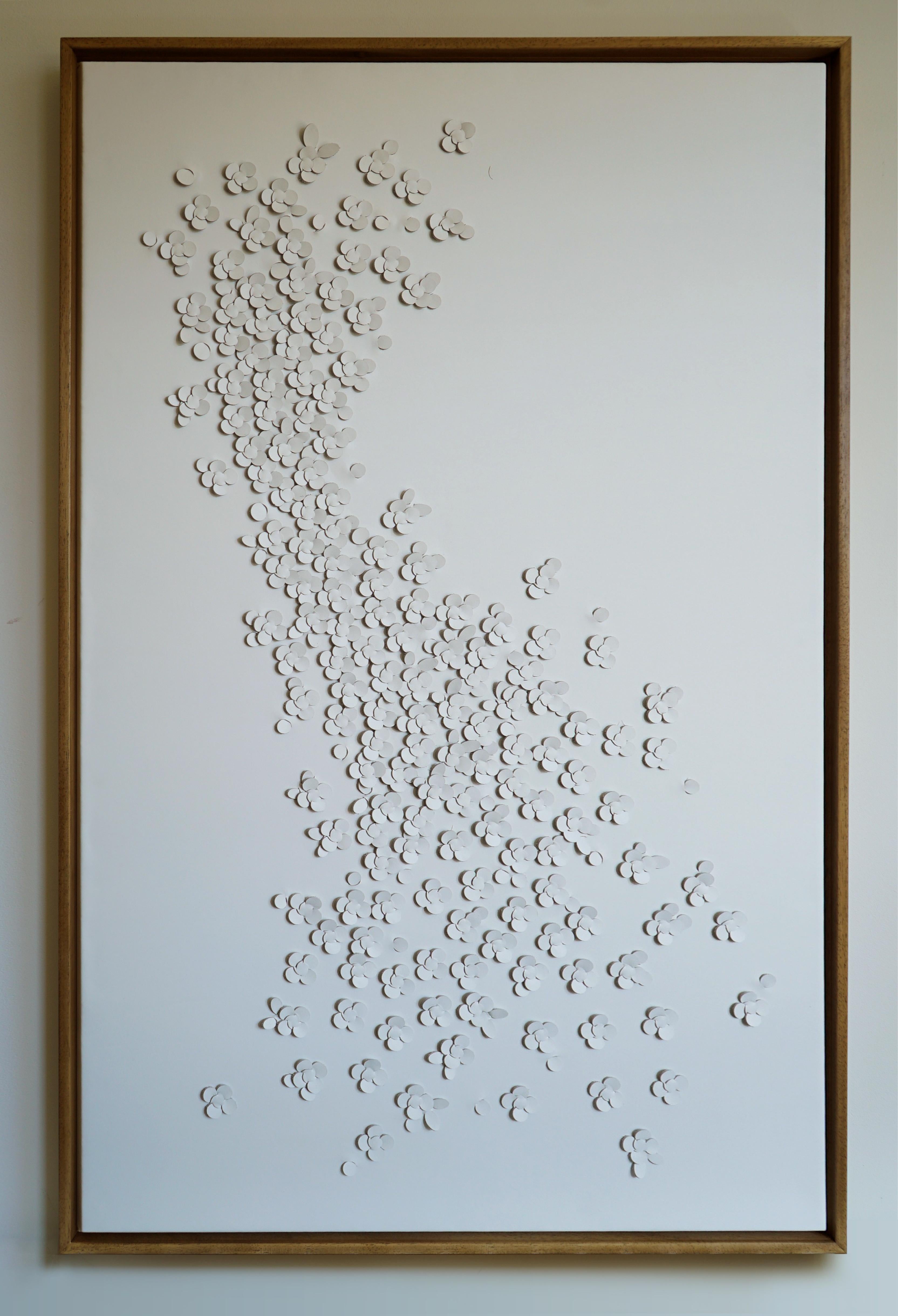 Blossom: A Piece of 3D Sculptural White Leather Wall Art. In New Condition For Sale In Margate, GB