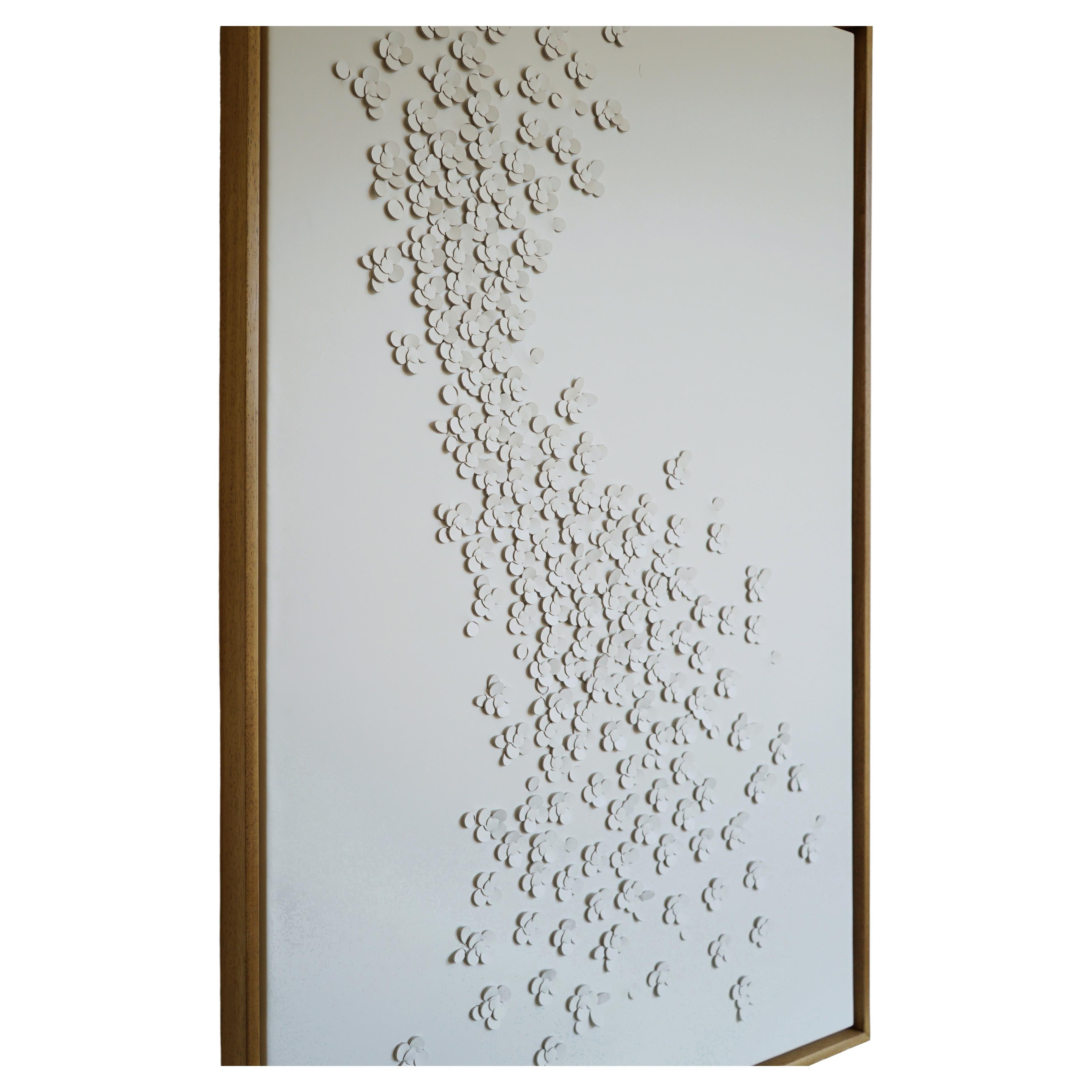 Blossom: A Piece of 3D Sculptural White Leather Wall Art. For Sale