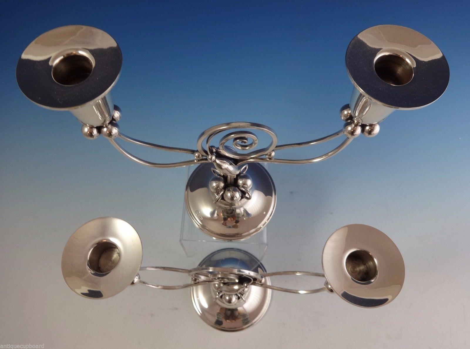 Blossom by Boardman Sterling Silver Candelabra Pair #1203 In Excellent Condition In Big Bend, WI