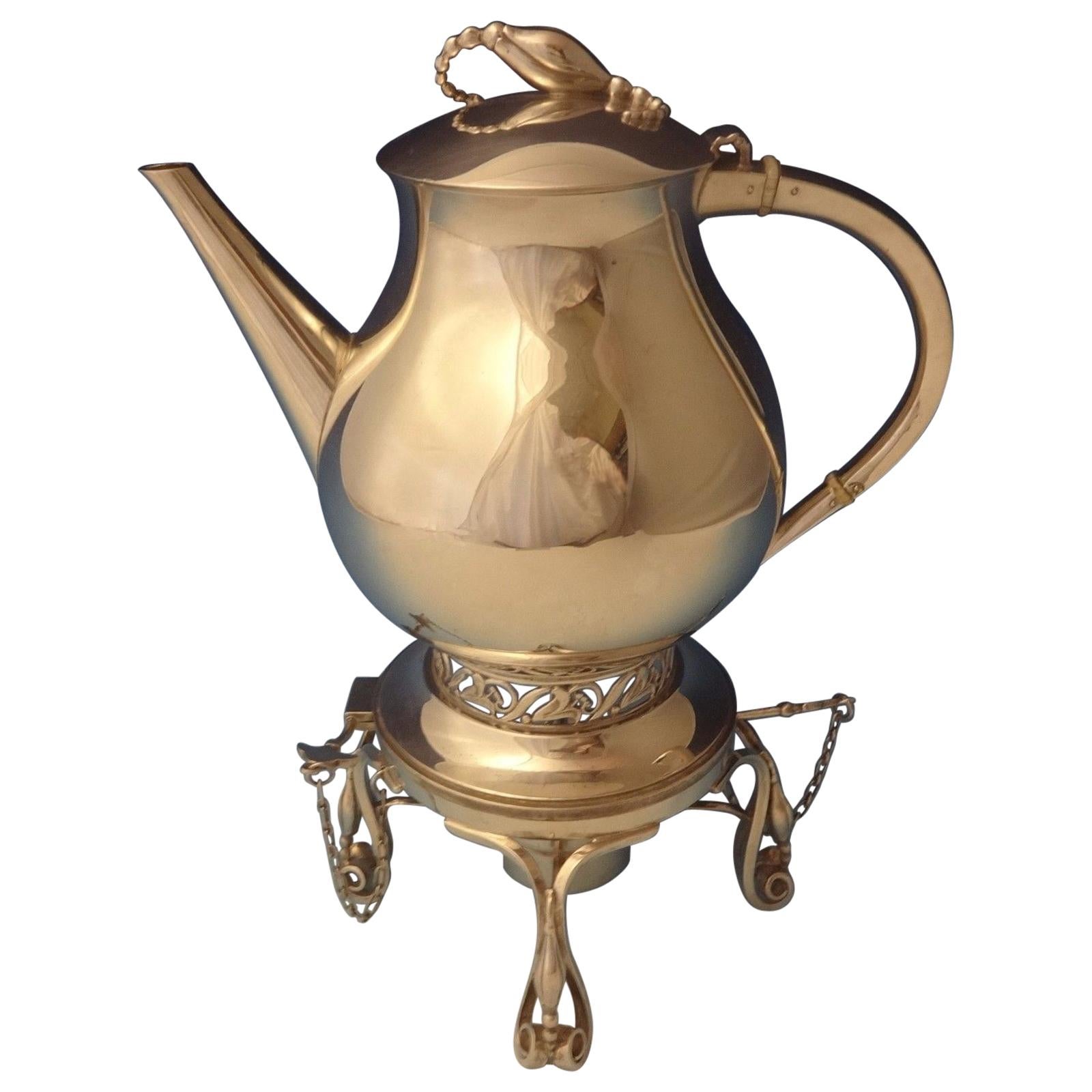 Blossom by Durham Sterling Kettle On Stand with 3-D Blossom Finial