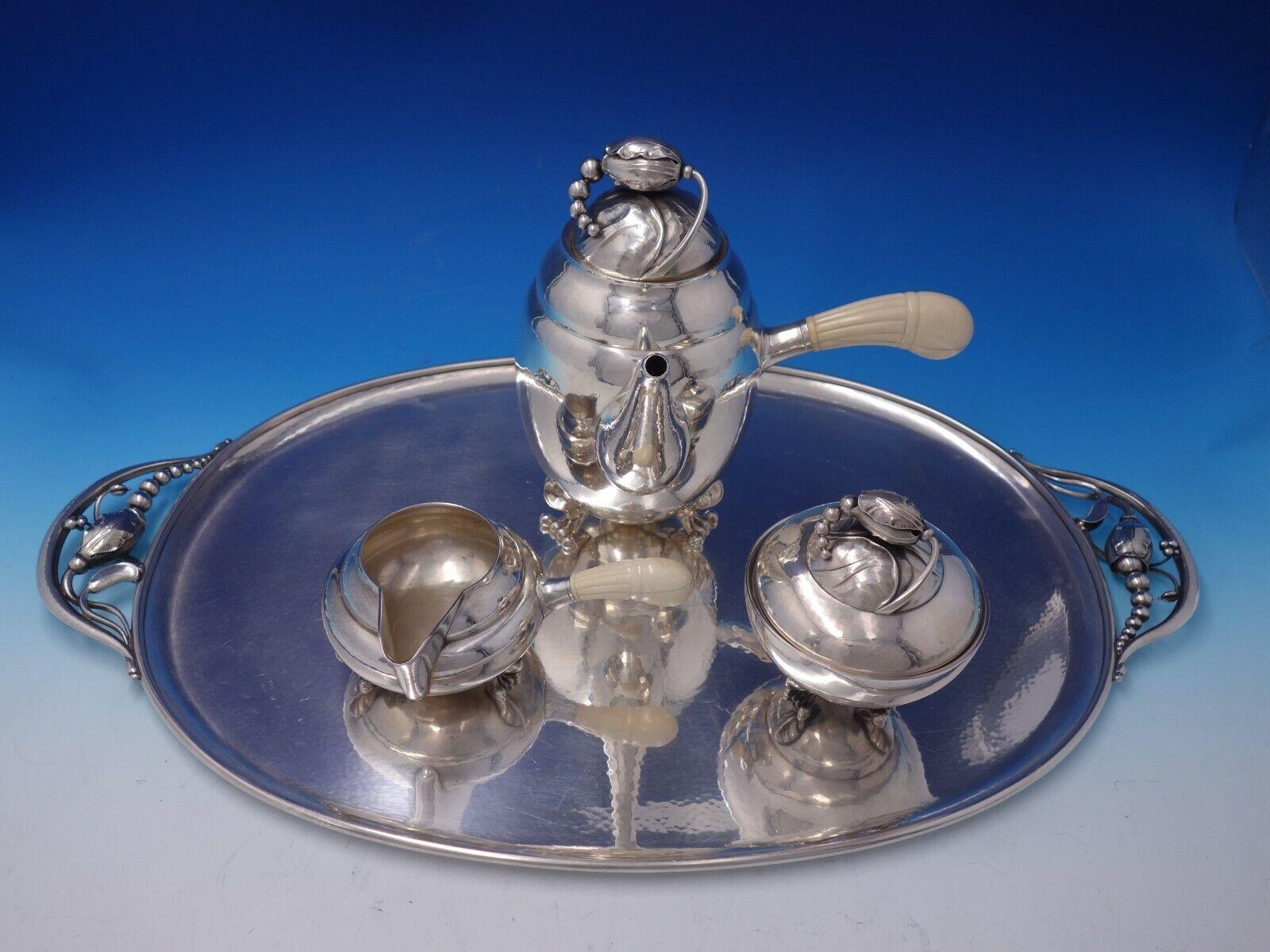 Blossom by Georg Jensen Sterling Silver Coffee Set 4-Piece #2D/#2F '#4955' For Sale 6