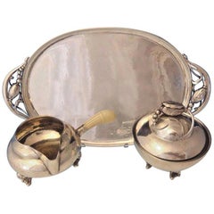 Blossom by Georg Jensen Sterling Silver Sugar and Creamer with Tray 3-Piece Set