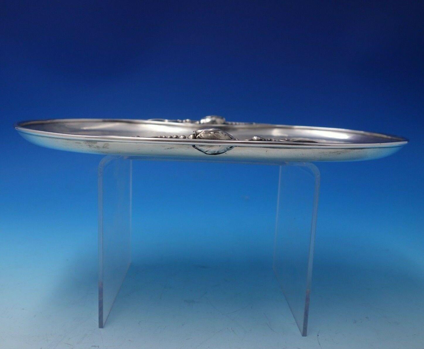 Danish Blossom by Georg Jensen Sterling Silver Tray Oval #2P '#4957' For Sale