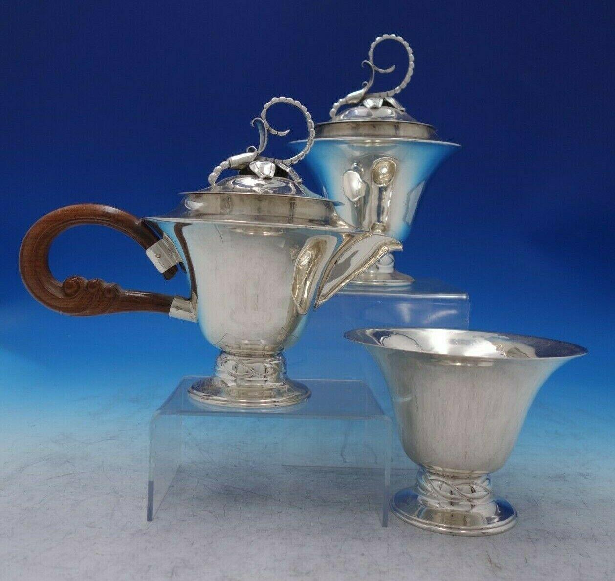 Blüte von Louvre Silver Shop Mexikanisches Sterlingsilber Teeservice 6tlg. '#6778' im Angebot 6