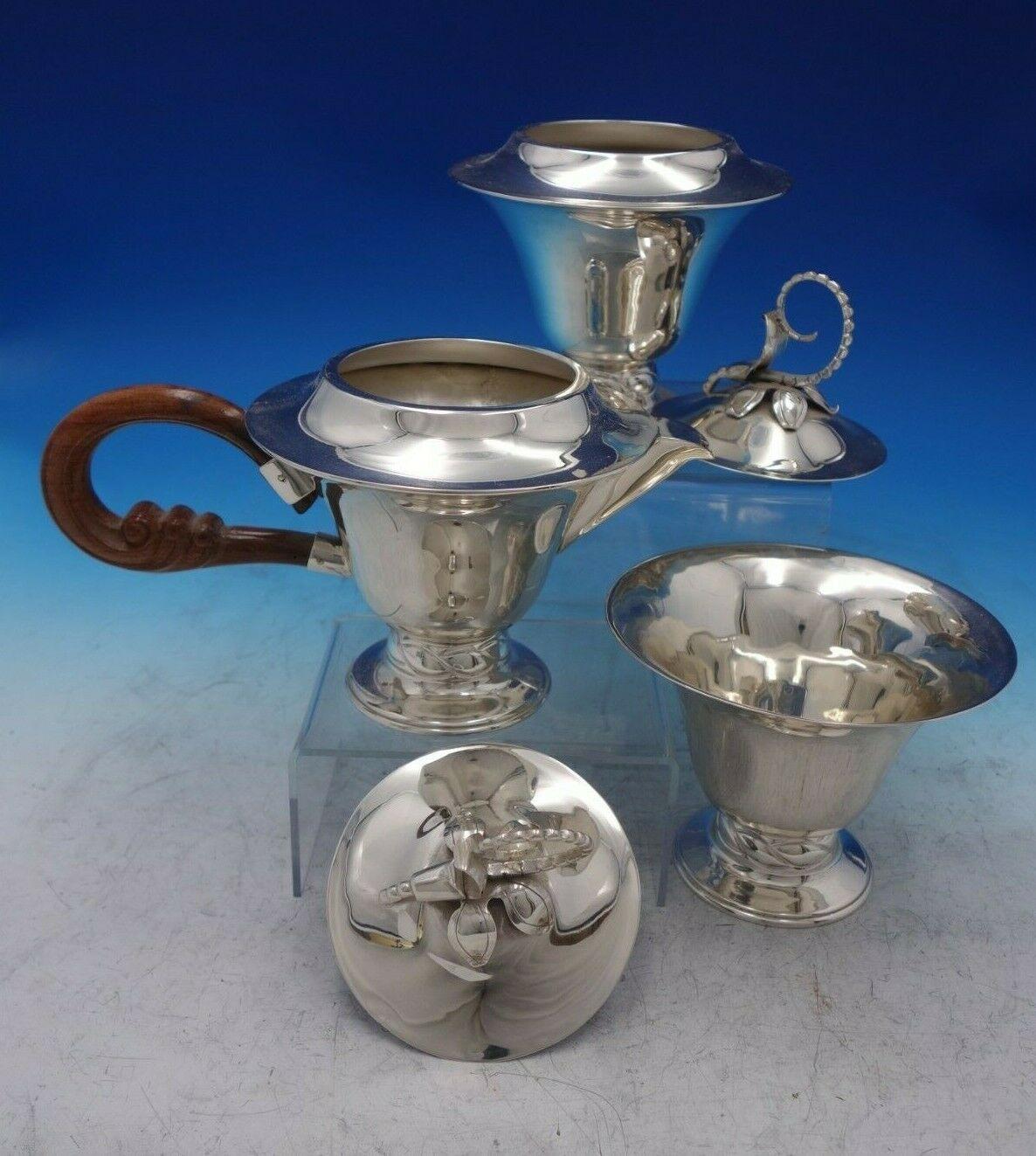 Blossom by Louvre Silver Shop Mexican Mexico Sterling Silver Tea Set 6pc '#6778' For Sale 6