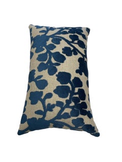 Blossom Cut Velvet Sapphire Throw Pillow