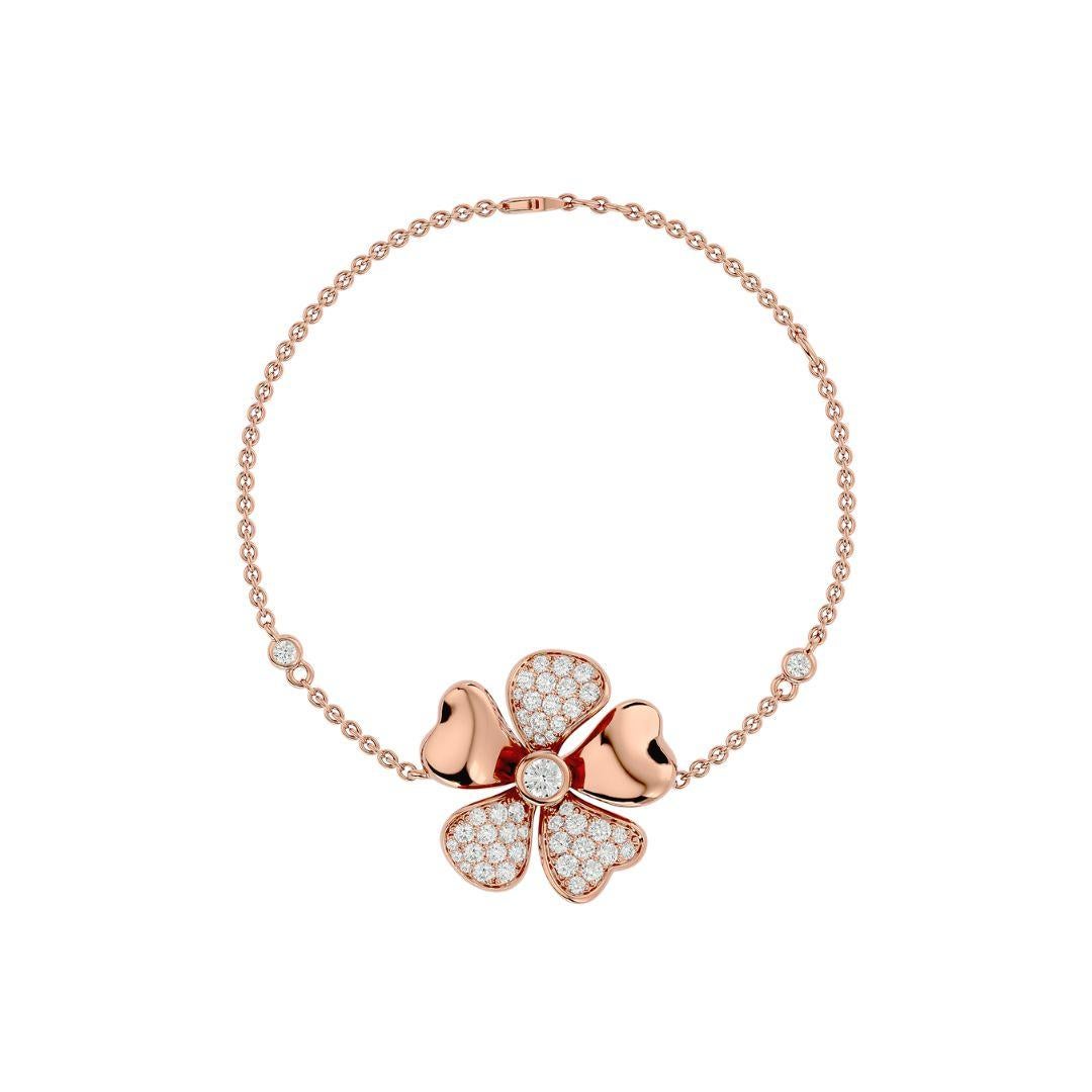 Round Cut Blossom Diamond Bracelet In 18 Karat Gold For Sale