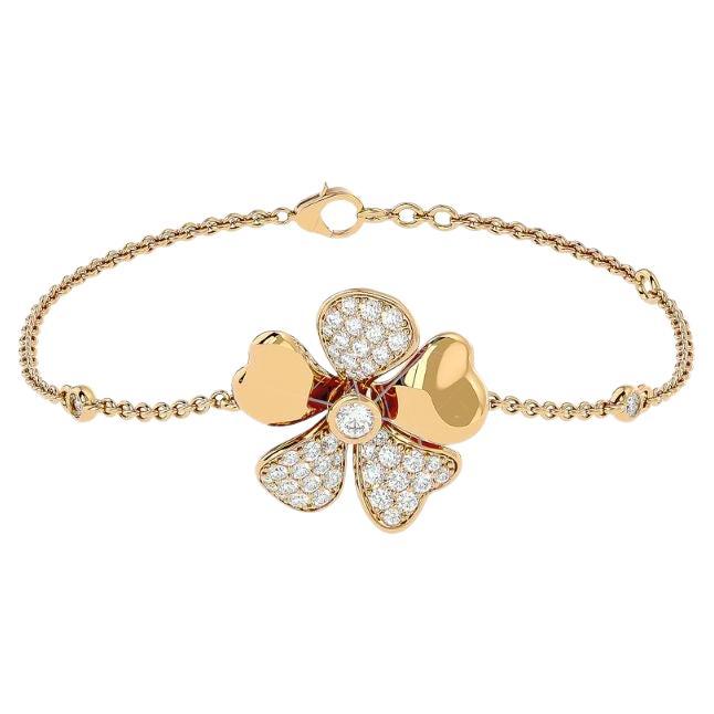 Blütenblatt-Diamant-Armband aus 18 Karat Gold