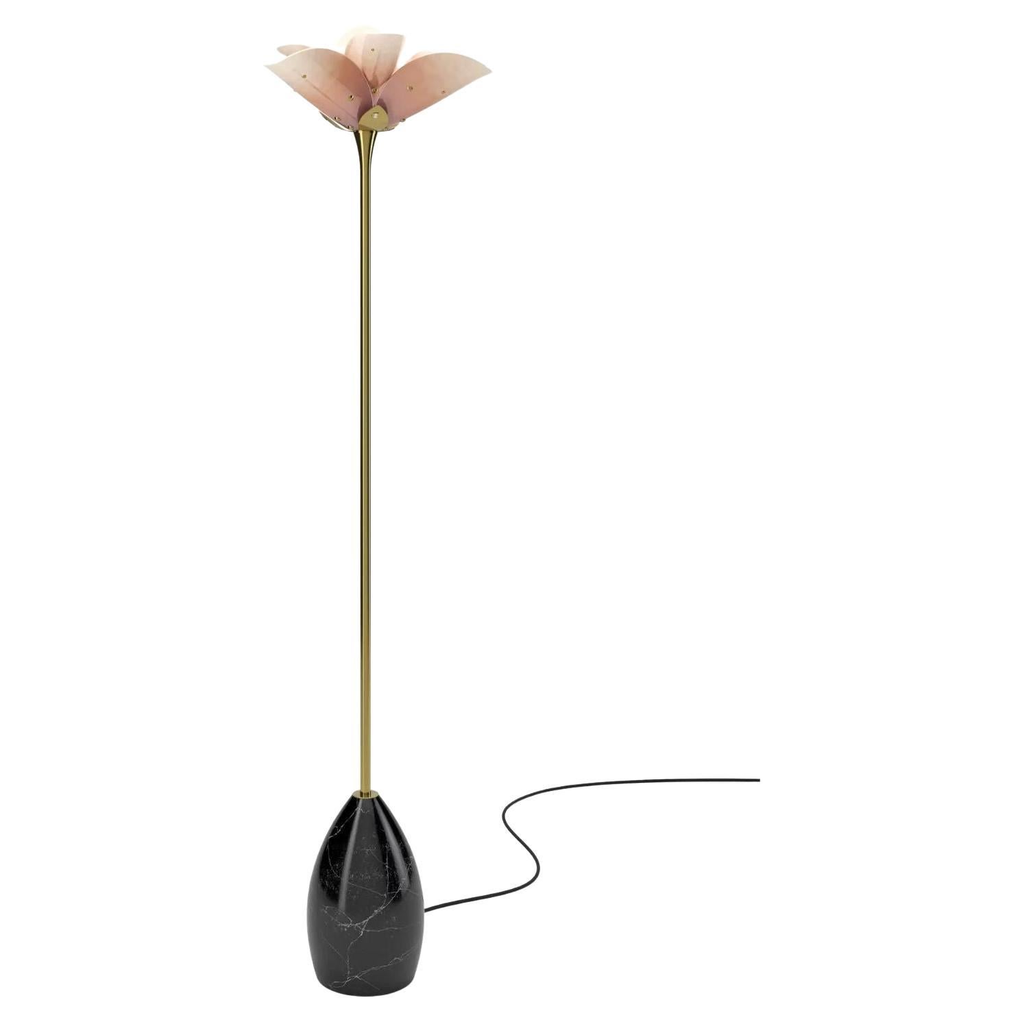 Blossom Floor Lamp Pink and Golden Luster   For Sale