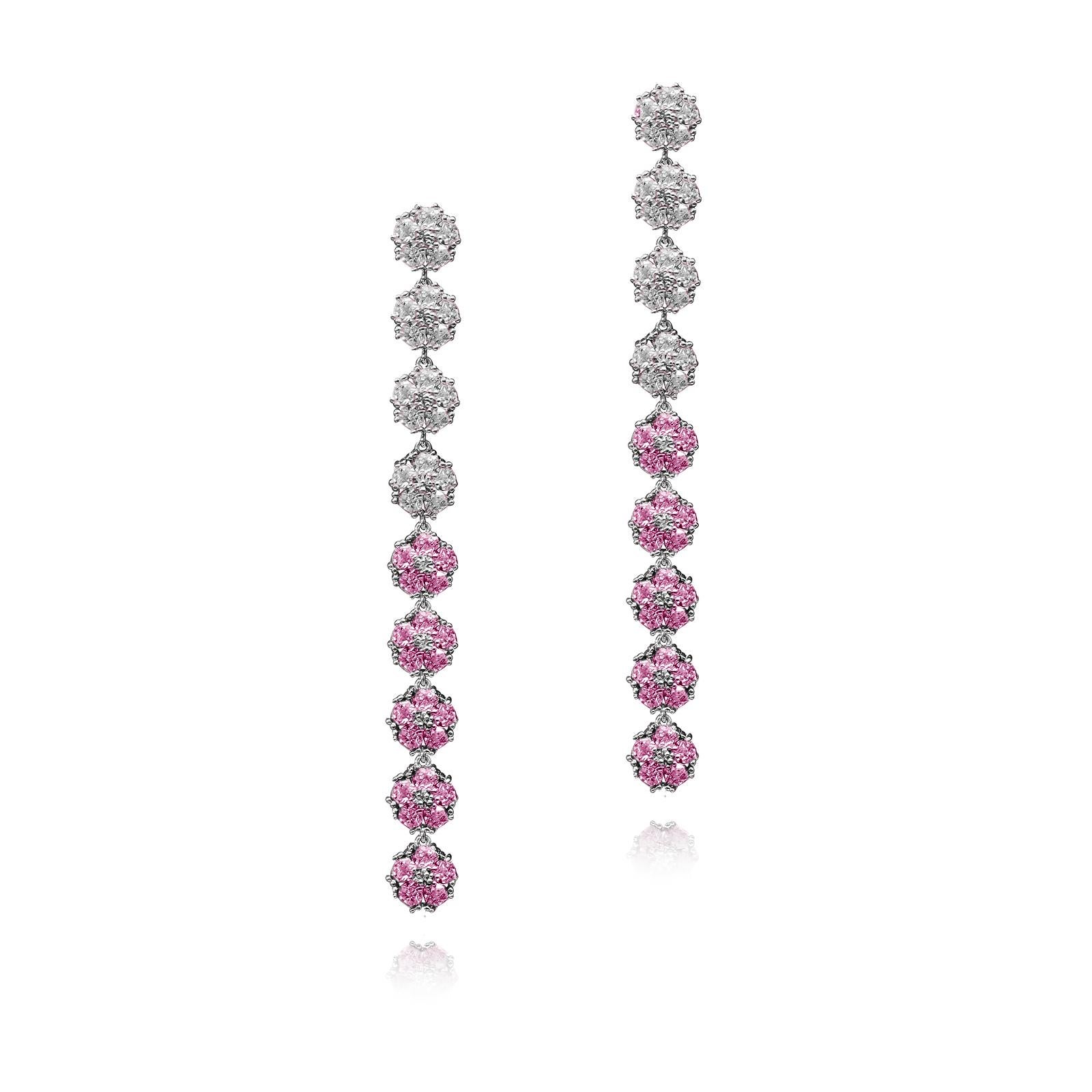 Trillion Cut Blossom Gentile Chandelier Earrings For Sale