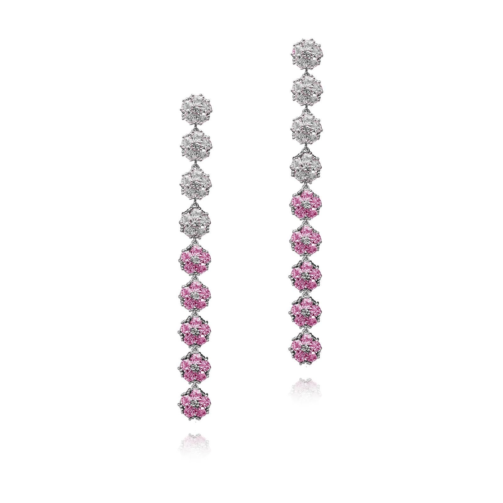 Modern Blossom Gentile Ombre Chandelier Earrings, Lavender and Amethyst Gemstones For Sale