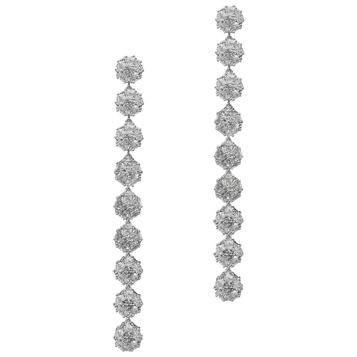Women's Blossom Gentile Ombre Chandelier Earrings, Sky and London Blue Gemstones For Sale