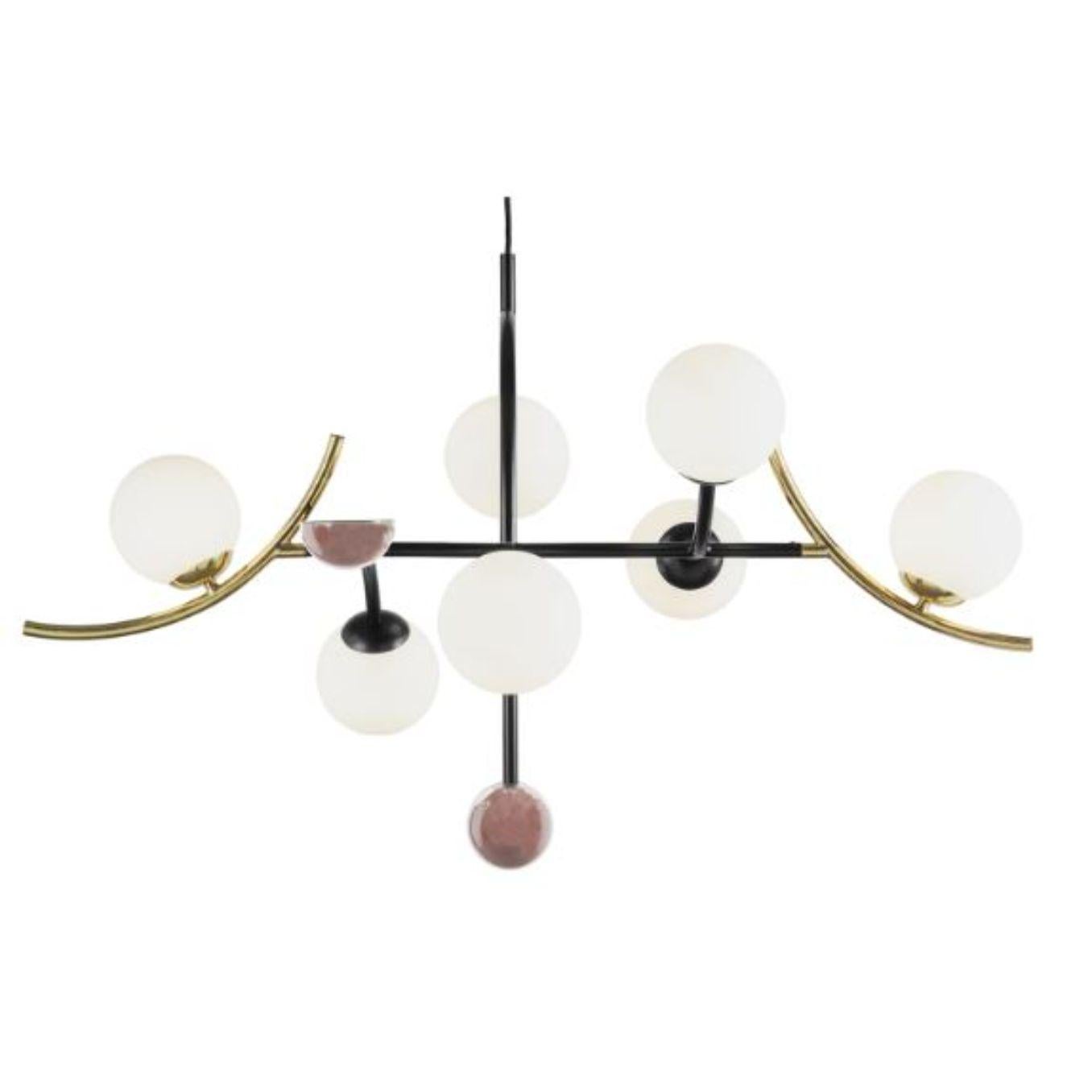 Blossom Helio Suspension lamp by Dooq
Dimensions: W 130 x D 70 x H 80 cm
Materials: lacquered metal, brass/nickel.
Also available in different colors. 

Information:
230V/50Hz
7 x max. G9
4W LED

120V/60Hz
7 x max. G9
4W LED

Cable: 59”/1,5m

All
