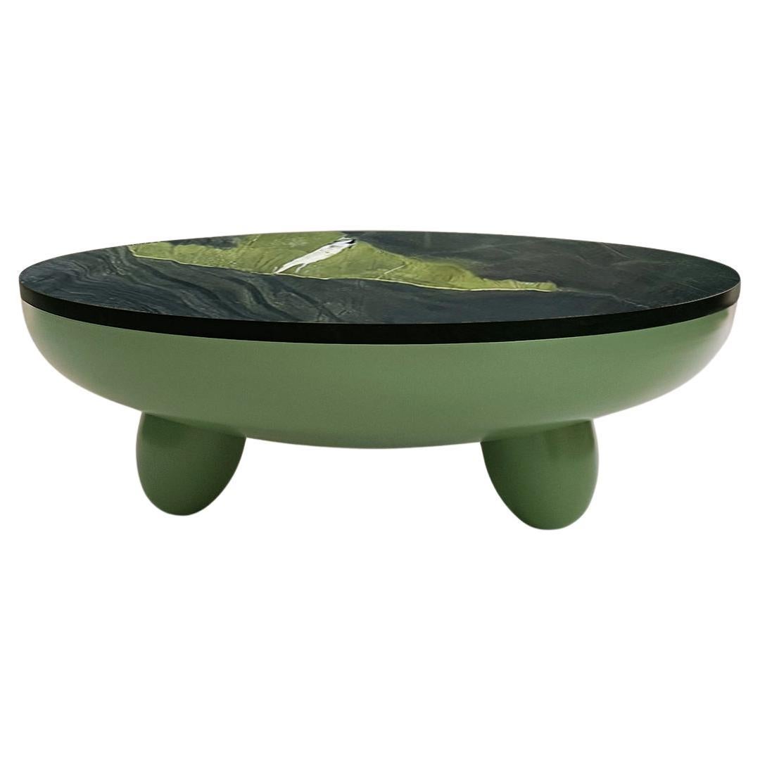 BLOSSOM (M) - table basse verte (acier et granit vert) par Candas Design