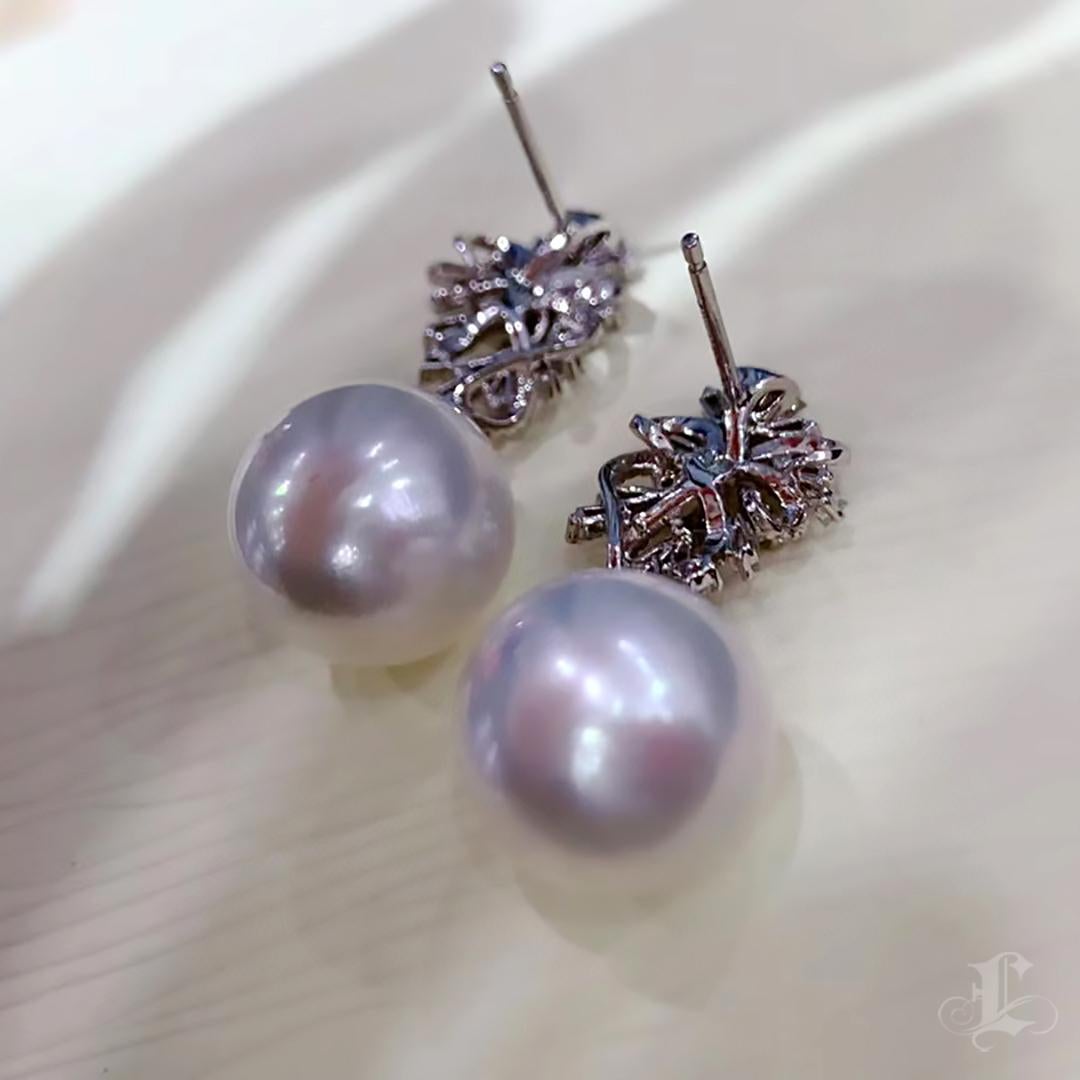 Orecchini con perle dei mari del sud e diamanti da 12-13 mm in vendita 5
