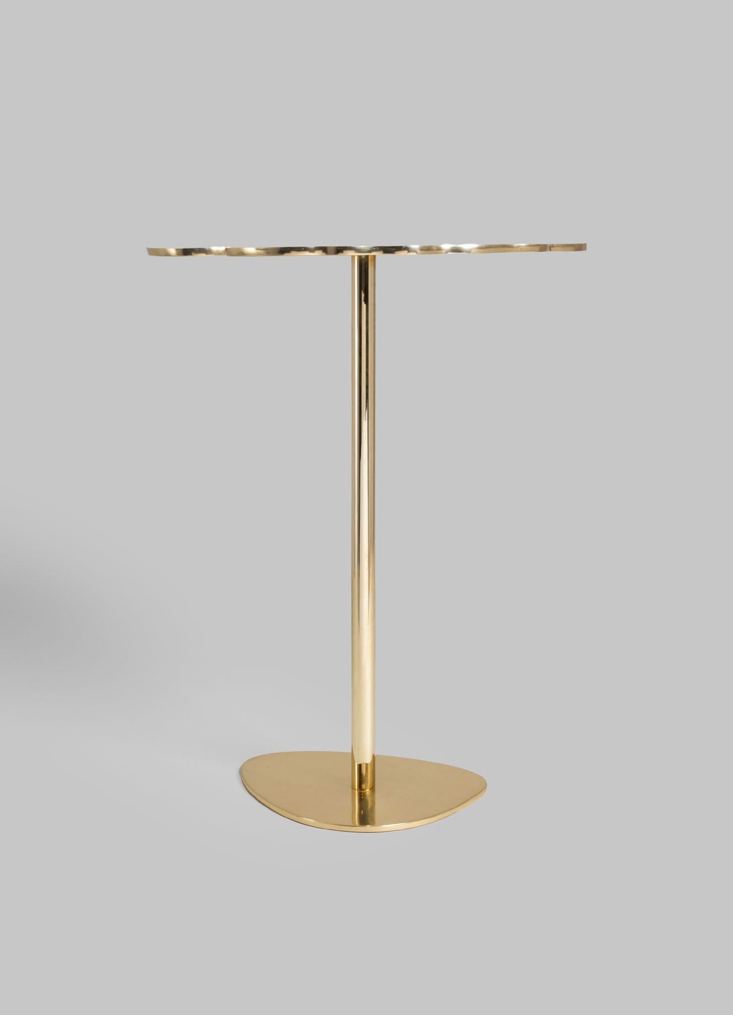 Cast Blossom Side Table Large in Brass & Semi Precious Stone For Sale