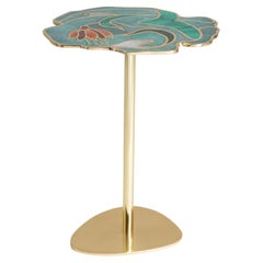 Mesa auxiliar Blossom pequeña de latón y piedra semipreciosa