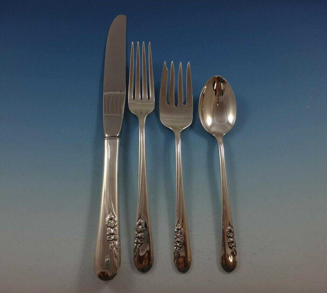 Servicio de cubiertos Blossom Time by International Sterling Silver Juego de 8 cubiertos 50 piezas en venta 2