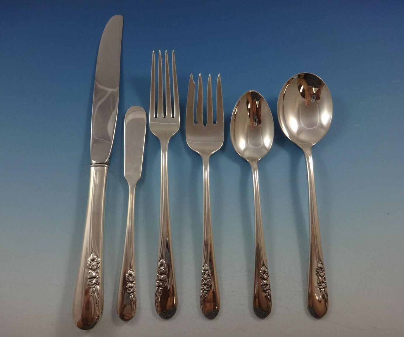 Servicio de cubiertos Blossom Time by International Sterling Silver Juego de 8 cubiertos 50 piezas en venta 3