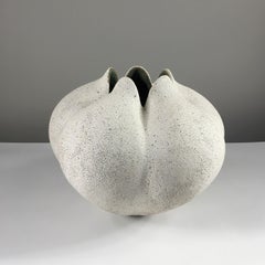 Ceramic Round Blossom Vase Pottery with Petals by Yumiko Kuga