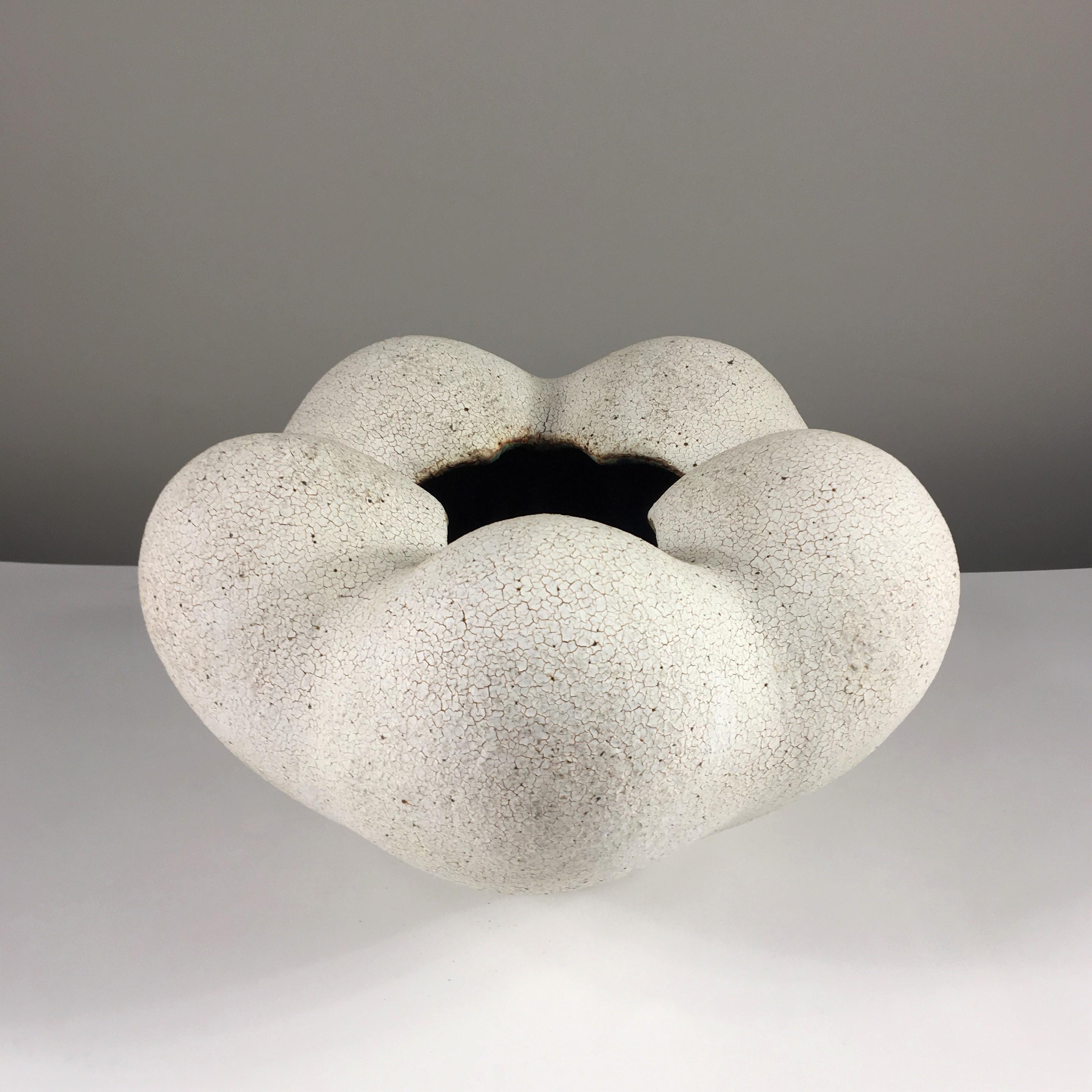Organic Modern Blossom Vase Round Pottery by Yumiko Kuga For Sale