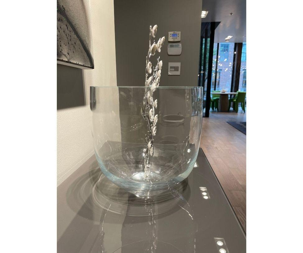 Modern Blossom Vase with Porcelain and Blown Glass by Vanessa Mitrani