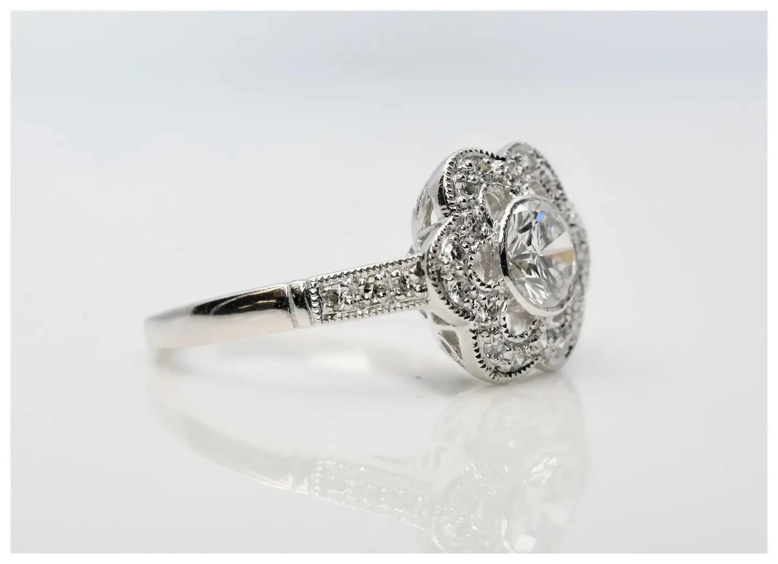 Contemporary Blossoming Floral 0.79 CTW Diamond Engagement Ring in Platinum For Sale