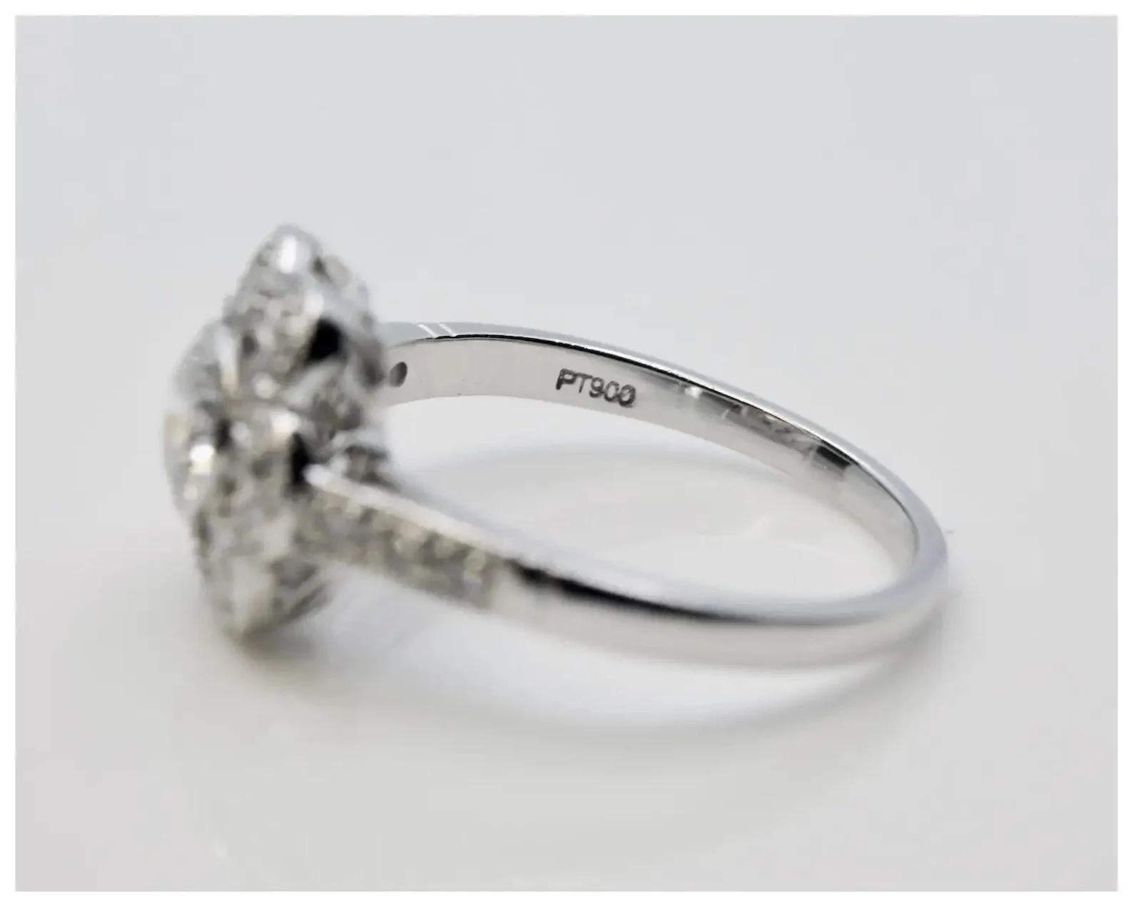 Blossoming Floral 0.79 CTW Diamond Engagement Ring in Platinum In Good Condition For Sale In Boston, MA