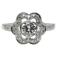 Blossoming Floral 0.79 CTW Diamond Engagement Ring in Platinum
