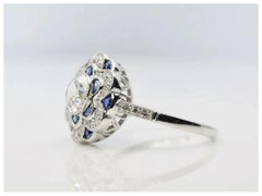 Blossoming Floral Diamond & Sapphire Ring in Platinum